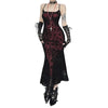 Vintage Elegant Goth Dress Women Sexy Streetwear Fairy Grunge Aesthetic Cross Pattern Spaghetti Strap Party Dress Female