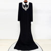 High Street Designer Formal Dresses Women's Shirt Collar Diamonds Beaded Maxi Long Dress