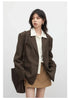 Retro Women Blazers Korean Casual Laple Loose Solid Office Lady Suit Jackets Female Clothing Spring Autumn