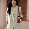 Spring Autumn Women Split Fork Blazer Coat Advanced Ladies Solid Color Tops Overcoat Female Long Sleeves Suit Jacket
