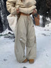 American Vintage Y2K Wide Leg Trousers Women Winter Thicken Plus Velvet Warm Pants Female High Waist Baggy Sweatpants