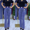 Middle-aged Women's Jeans Spring Fall Stretch Waist Denim Pants Large Size Loose Female Micro Flare Pants Winter Thick Warm Jean