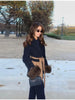 Women Color Block Short Wrap Coat Lapel Collar Waist Tie Faux Fur Cuffs Long Sleeve Loose Elegant Fall Winter Daily Outerwear