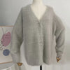 Women Knitted Thick Cashmere Wool Cardigan Chic V Neck Single Breasted Long Sleeve Sweater Fall Winter Coat Outwear