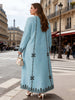 Middle Eastern Elegant Robe, Spring and Autumn Style, Plus-Size Women's Clothing, Ethnic Print, Stylish, Loose and Comfortable, Holiday Style