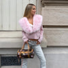 Black Fur Collar Leather Jacket Women Chic Solid Full Sleeves Waist Cinching V-neck Short Coat Lady High Street Outerwear