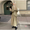 Casual Solid Long Women Coat Urban Full Sleeve Belt Double Breasted Female Jacket Autumn Winter Chic Lady Streetwear