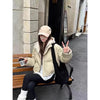 Hooded Short Parkas Women Black Patchwork Puffer Jacket Winter Streetwear Down Coats Korean Cotton Padded Outerwears
