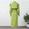 Burgundy Long Trench Coat Women Lapel Double Breasted Belted Waist Cape Collar Overcoat Loose Windbreaker Lady Winter Outerwear