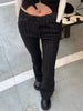Fdey Stripe Slim Vintage Chic Jeans Zipper Pockets Low Waisted Button 90s Pants Streetwear All-match For Women
