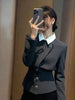 Light Slim Fit Blazers Women Fake Two Piece Patchwork Button Suit Jacket Autumn Vintage Office Lady Female Simple Tops
