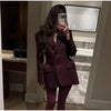 Women's Autumn Winter Slim Waist Chic Blazer Coats Office Ladies Double Breasted Suits Jacket Women Clothing