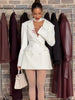Chic Waist Cinching Women Mini Dress Full Sleeve Deep V-neck Double Breasted Short Dresses Lady Daily Party Street Gown
