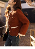 Wool Coat for Women Winter Korean Retro Lace Splicing Lamb Wool Button Pockets Thickened Warm Female Coat MXB43W0720