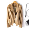 Leather Jacket Women's Short Slim Sheepskin Coat Spring Autumn Leather Jacket Long Sleeve Lapel Zipper Outwear
