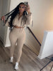 Street Women's Set Zipper Fly Crop Sweatshirt and Jogger Sweatpants Elegant Fall Sportwear Two 2-Piece Set Outfits