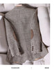 Coffee Plaid Blazer Women Tempeament Wool Long Sleeve Slim Jacket Office Ladies Work Coat Gray Tops
