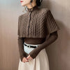 Temperament Cape Knit Two Piece Set Women V Neck Long Sleeve Pullover Sweater Stand Collar Knit Cardigan Shawl Suits
