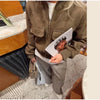 Vintage Faux Suede Jackets Women's Slim Full Sleeves Zipper Stand Collar Cropped Coats Ladies Autumn Solid Streetwear