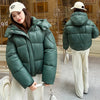 Winter Women Thicke Cotton Coat Loose Hooded Puffer Jacket Cropped Down Cotton Padded Coat Female Parkas Outwear