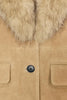 Faux Collar Suede Jacket Women Lapel Full Sleeve Plush Cuff Casual Short Jackets Lady Daily Commute Street Outwear