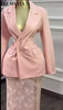Fallfleshness Women's Dress Set Blazer Tops and Lace See Though Midi Maxi Long Skirt Suit Two 2 Piece Sets Outfits