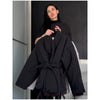 Casual Lace Up Solid Color Women's Coat V-neck Button Pocket Loose Cotton Jacket Autumn Winter Clothes Daily Wear