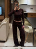 Fall Winter Knitted Suit Solid Cardigan Top Women's O neck Knitted Sweater Straight Trousers Two Piece Set Casual