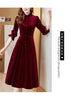 Wine Red Golden Velvet Dress Women Spring Autumn Long Sleeved Long Dresses Female Temperament Evening Party Dress Mujer Vestidos
