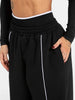 Contrastline Wide Leg Joggers Women Cotton Running Trousers Mid Waist Casual Loose Sports Yoga Pants With Back Pocket