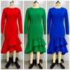 Elegant Church Dresses Long Sleeves Mermaid Ruffles for Women Office Ladies Work Business Party Autumn African