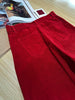 Retro Red Mid-Waist Wide-Leg Straight Corduroy Long Pants For Women Autumn Winter