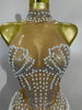 Stock Women Sparkly Rhinestones Pearls Tassel Sexy Mesh See-Through Dress Latin Dance Outfits Bars Nightclub Party Stage Costume