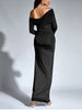Women's Long Sleeve Asymmetric Neck Long Dress One Shoulder Ruched Bodycon Club Party Maxi Dresses Brown Autumn