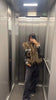 Floral Jacquard Faux Fur Trim Jacket Women V Neck Single Button Long Furry Cuff Cropped Coats Winter Vintage Party Coat