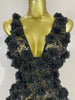 Sexy Black Pearl Flower Mesh See Through Mini Dress Women Evening Party Club Birthday Dress Nightclub Photoshoot Stage Costumes