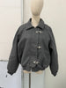 Grey Lapel Woolen Blend Short Coat Women Solid Single Breasted Long Sleeves Pockets Loose Jacket Lady Autumn Street Outerwear