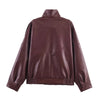 Solid Leather Moto Jacket For Women Winter Turtleneck Retro Coats Asymmetry Elegant Vintage PU Jackets