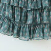 Women Sexy Cross Bandage Black Flower Print Puff Long Sleeve Dress 3 Layer Wood Ears Ruffles Hem Cake Mini Holiday Robe