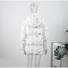 Women's Floral Print Hooded Puffer Jacket with Bow Decor Cute Oversized Winter Warm Coat Loose Casual Feminine Outerwear