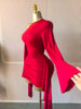 Women Drop Shoulder Flare Sleeve Ruffles Side Bodycon Midi Mini Dress Birthday Holiday Dresses Vestidos