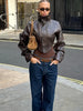 High Street PU Jacket Woman Zip Button Turtleneck Full Sleeve Navel Exposed Girls Motorcycle Style Classic Clothing