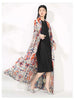 Niche Printed Windbreaker Women's Loose Oversized Long Sleeved Pleated Trench Cardigan Long Coat 2DB2481