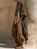 V-neck Top + Shawl + Pants Suit Vintage Pattern Printed Spring Three Piece Set Casual Breathable Loose Women's Outfit