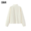Women Jacket Chenille Texture Loose Raglan Sleeve Stand Collar Slim Look Autumn Casual Style Soft Outerwear