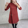 Spring Sexy O Neck Patchwork Pleated Dress Woman Elegant Solid Slim A-Line Party Dress Autumn Long Sleeve Female Mini Dress