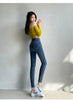Women's High Waist Stretch Jeans Blue Black Gray and Versatile Multi-button Slim Denim Long Pants Female