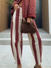 Colorful Striped Wide Leg Trousers Women Bohemian High Waist Multi-color Panelled Slim Straight Pants Lady Beachwear