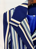 High Street Designer Runway Suit Set Women's Colorful Striped Blazer Jacket Flare Pants Set 2pcs