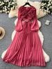 Spring Autumn Elegant Dress for Women French Mushroom Edge Crimping Loose Chiffon Long Sleeve Long Dress C141
